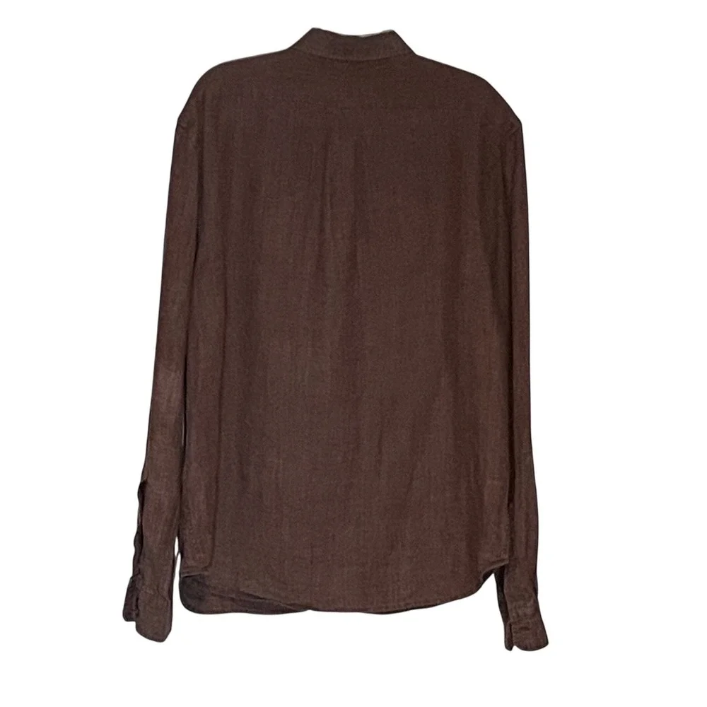 Banana Republic Mens Brown 100% Linen Standard Fit Long Sleeve Button Down M